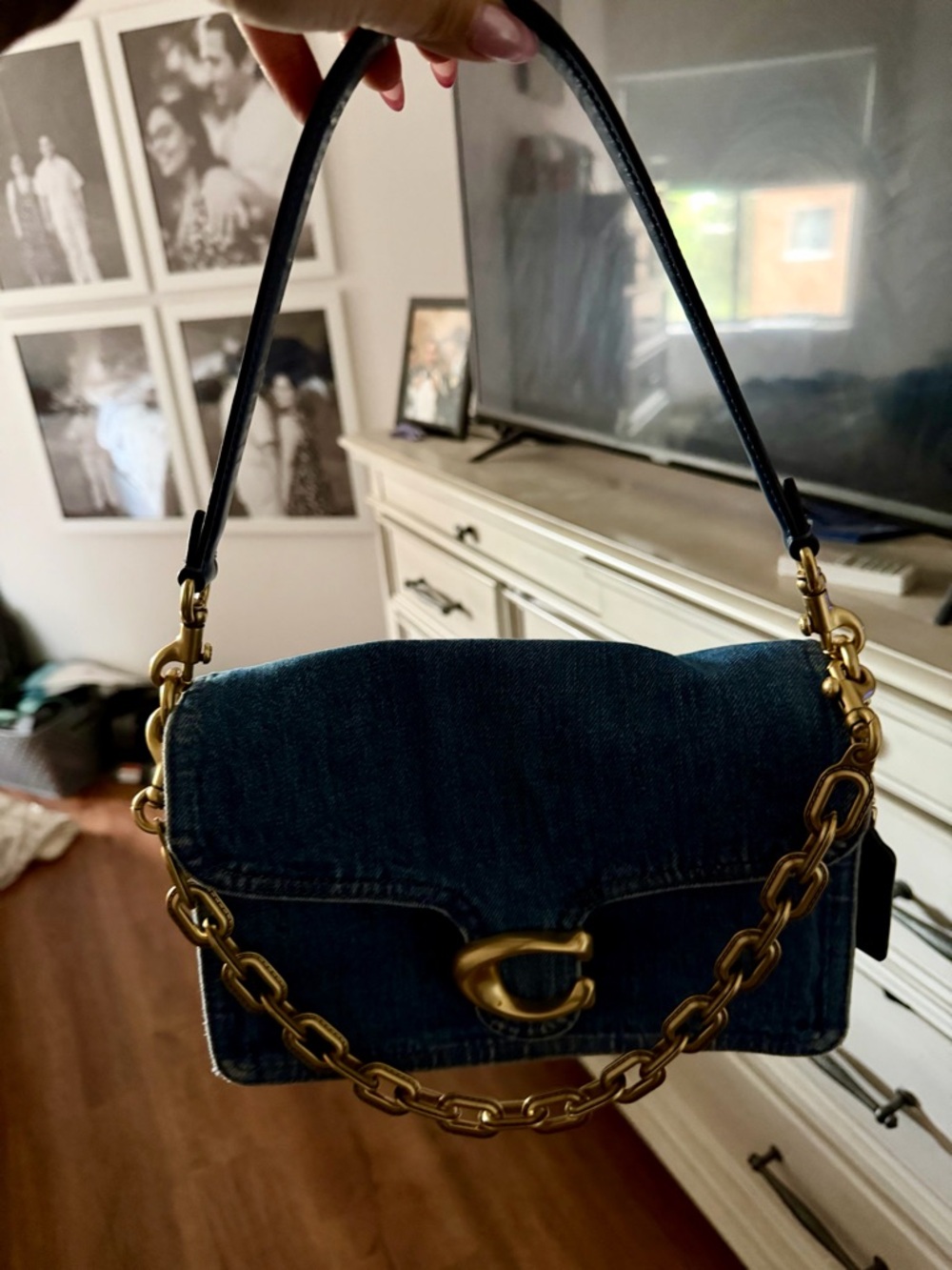Coach Tabby 26 Chain Denim Blue Gold Hardware Shoulder Bag 💙 - Picture 5 of 5